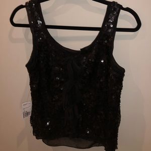 Black woven sequin top
